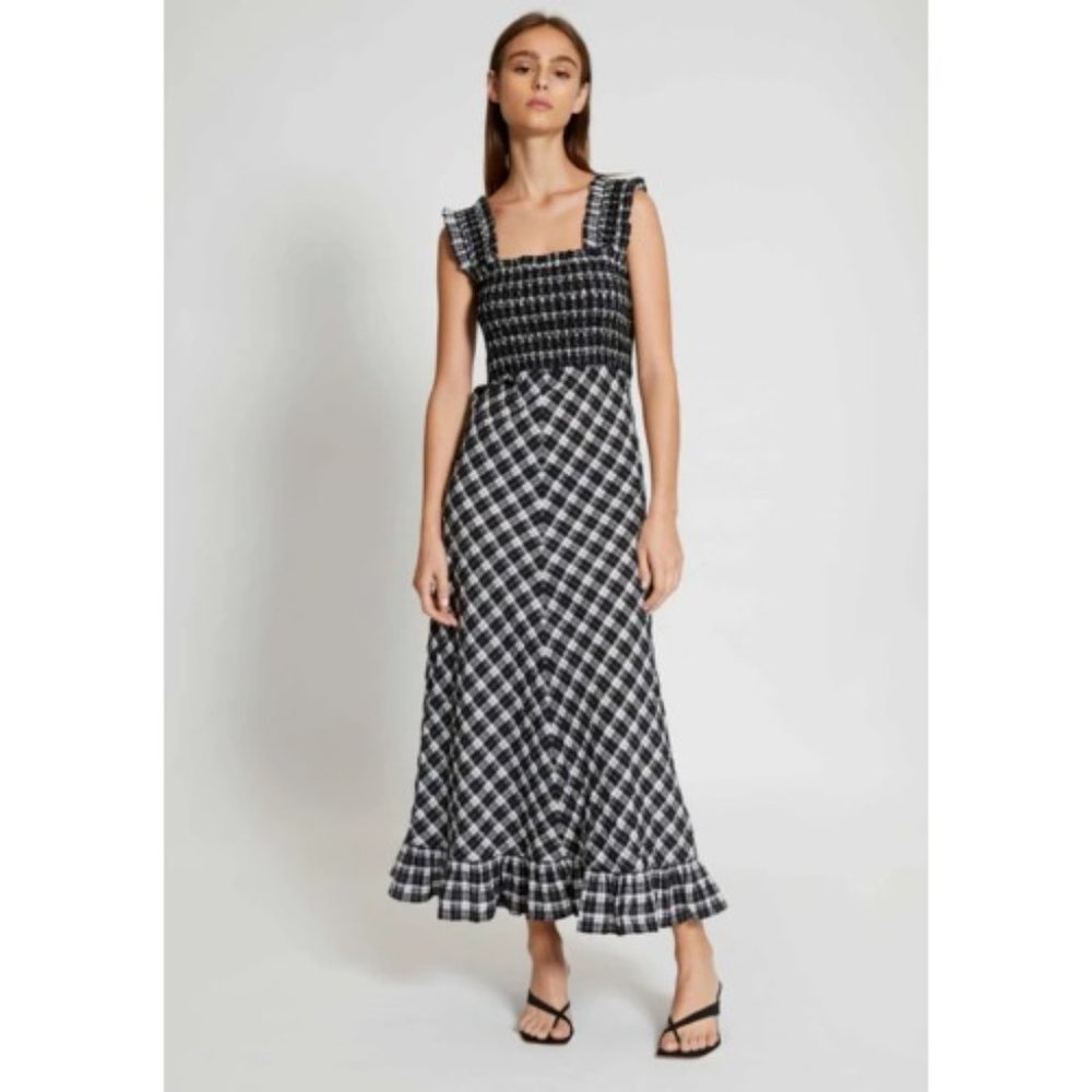 NEW GANNI Seersucker Black & White Check Gingham - Picture 2 of 8